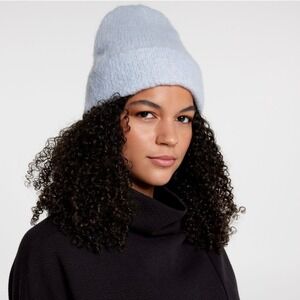 New Calla Knit Beanie Hat Soft Fuzzy Warm Winter Hat Light Blue $28